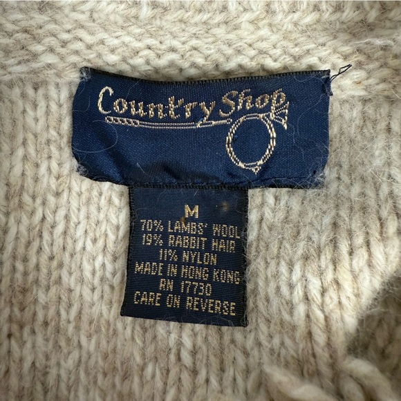 Country Shop Lambswool & Rabbit Cardigan Sweater Vintage Women’s Medium Oatmeal - Picture 6 of 7